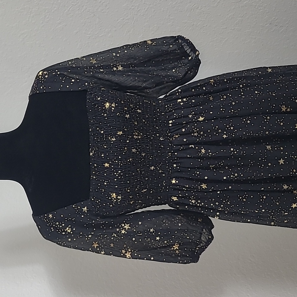 Nasty Gal Black and Gold Star Pattern Maxi Dress Party, Prom Size 2 - Picture 2 of 11